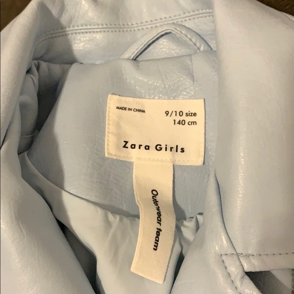 ZARA GIRLS blue leather Moto jacket - Picture 4 of 4